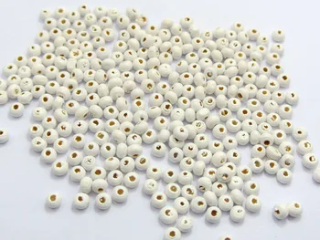 

1000 White 4mm Round Wood Beads~Wooden
