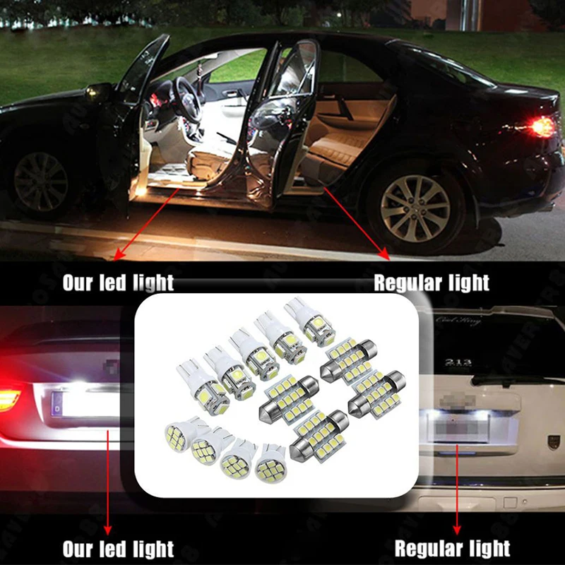 13 шт. T10 5050 5SMD 1206 8SMD 3528 12SMD интерьер Светильник X ошибок светодиодный светильник