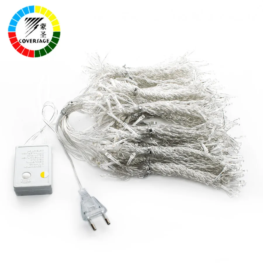 Coversage 3X1M 3x3M Christmas Garlands LED String Christmas Net Lights Fairy Xmas Party Garden Wedding Decoration Curtain Lights Coversage 3X1M 3x3M Christmas Garlands LED String Christmas Net Lights Fairy Xmas Party Garden Wedding Decoration Curtain Lights