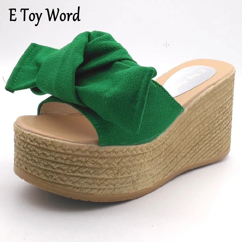 E игрушки слово летние цветочные Сандалии на платформе на высоком каблуке на танкетке брендовая Сланцы Женская мода Прохладный плоской нес...