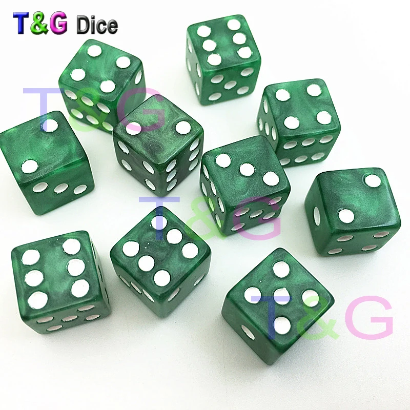 10PCS 12MM High Quality Dice Marbled Transparent Solid Glitter effect in square corners Plastic cube d6 Gambling