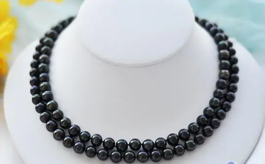 

song voge gem nanJ0599 2row BLACK ROUND FRESHWATER PEARL NECKLACE MABE CLASP