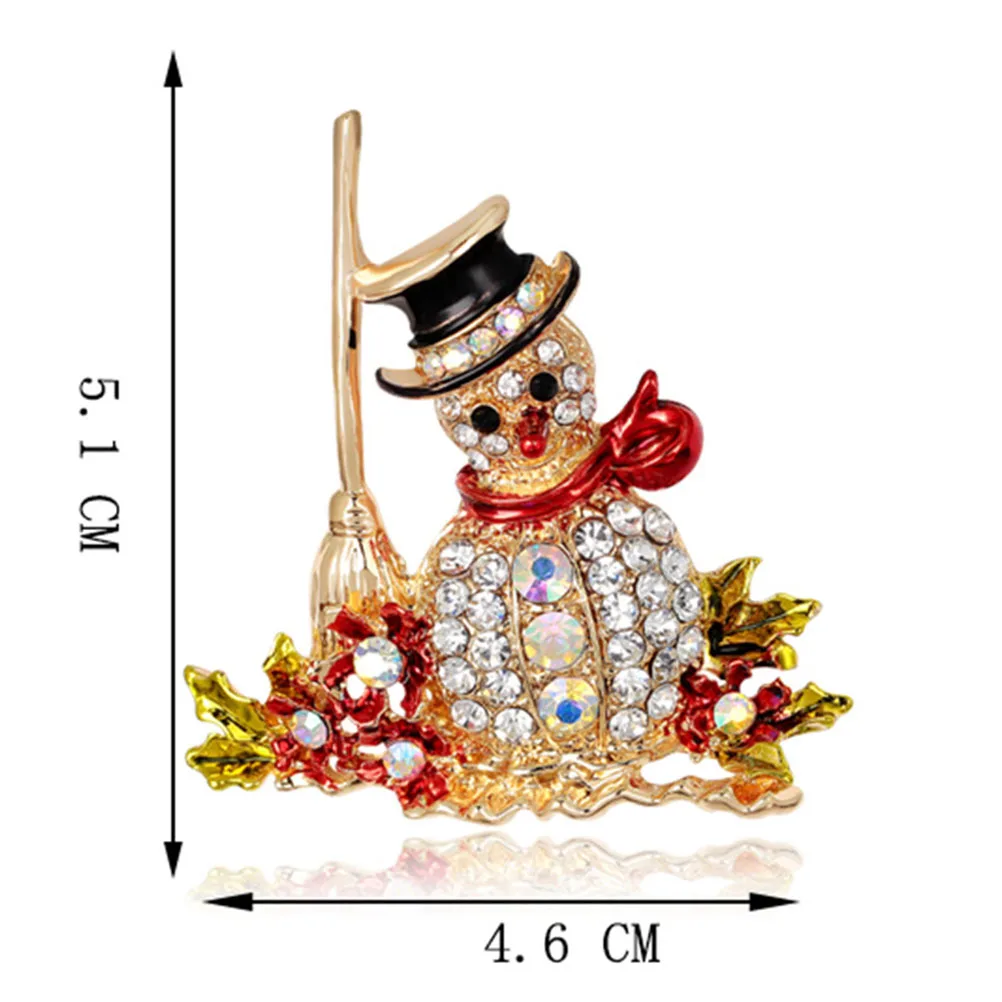 Ёлочные банты милые Винтаж горный хрусталь броши Рождественский Снеговик броши