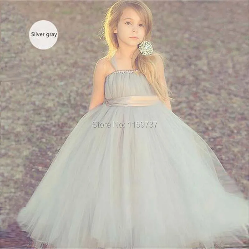 Formal Style Lovely Flower Girl Dresses Floor Length Tulle Ball Gown Little Child Dress With Sash Thin Straps Kids Wear | Свадьбы и
