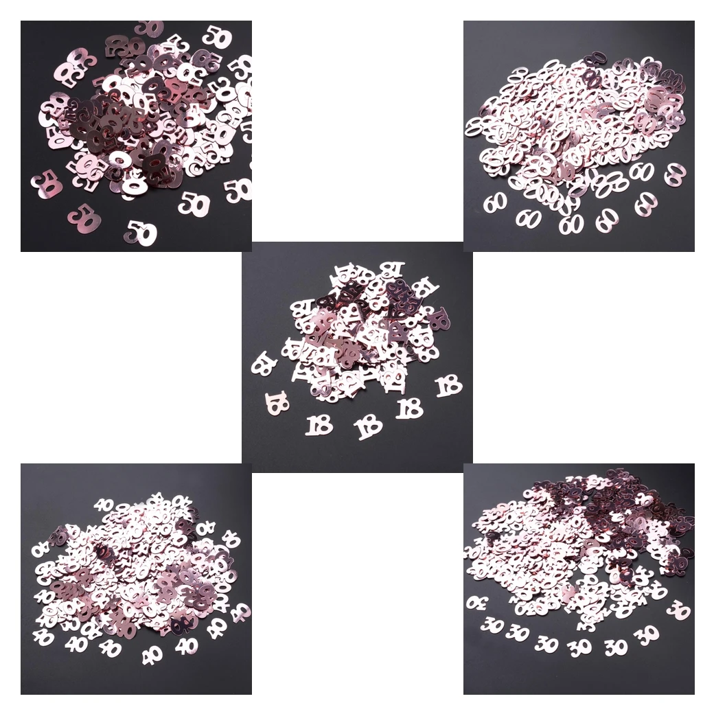 Rose Golden Digital Birthday Confetti Number Party Table Decor Scatters