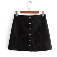 single breasted buttons Suede winter skirt women mini skirt women skirts womens saia midi faldas mujer jupe vintage ladies skirt