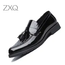 Новые модные мужские лоферы; роскошные кожаные туфли на плоской подошве для мужчин; обувь для вождения; лоферы из лакированной кожи; мужская повседневная обувь