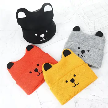 

Baby Warm Bear Cartoon Hat Children's Wool Knit Cap Autumn Winter Boy Girl Cute Ears Hat Kids Beanies Gift Caps