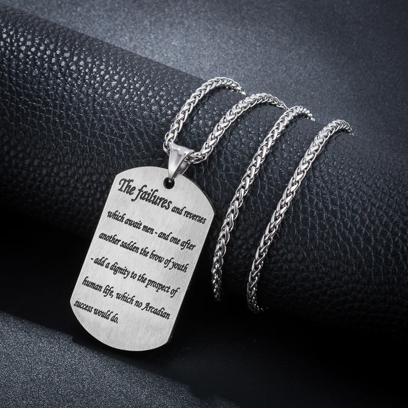 WAWFROK FAILURES Stainless steel Necklaces Men Fashion Dog Tag Pendant