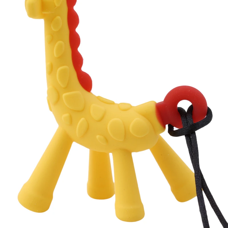 Мультяшная форма жирафа детские силиконовые розовые/Желтые Детские игрушки для прорезывания зубов новое ожерелье Висячие Игрушки для детской активности