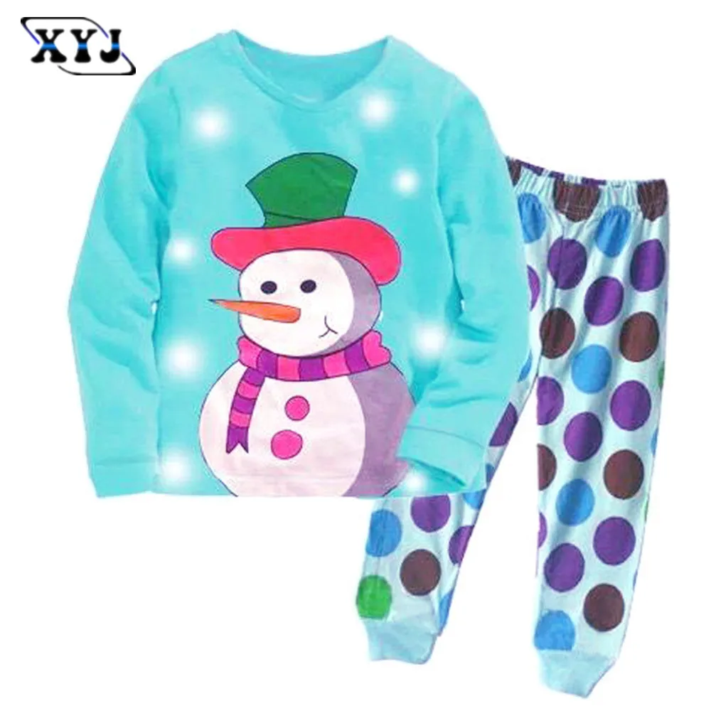 2018 Winter Pajamas Suit For Baby Children Clothing Set Blue Christmas