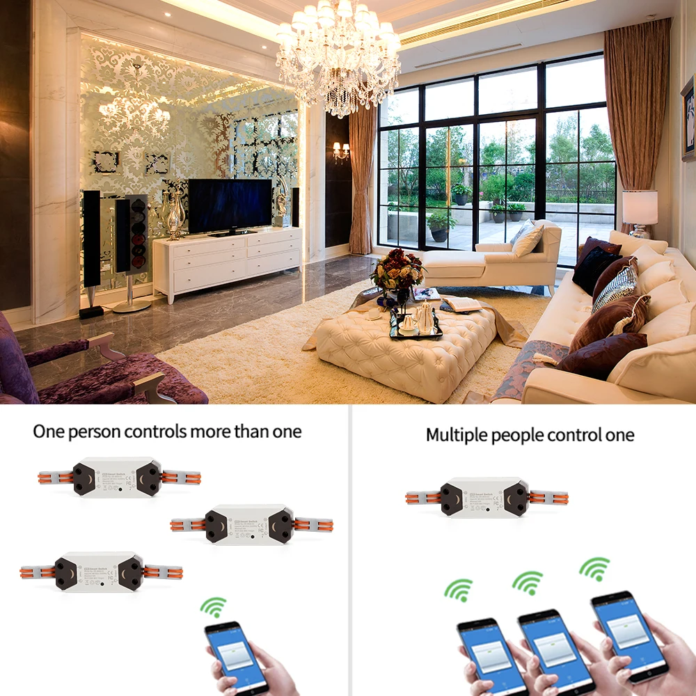 

10A 90-250V iOS Android Smart Wi-Fi Switch Wireless Voice / APP Control Compatible Home Automation Module