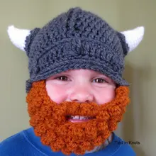 Детская шапка викинга с бородой-вязаная крючком Детская шапка викинга со съемной бородой-шапка викинга с бородой-шапка с бородой-шлем викинга