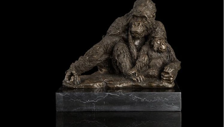 free shipping Art Deco Sculpture Animal Gorilla Bronze Statue | Дом и сад