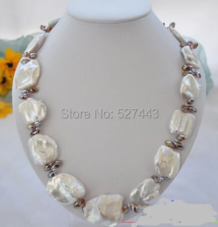 

Wholesale >18" HUGE baroque white KESHI REBORN PEARL crystal NECKLACE
