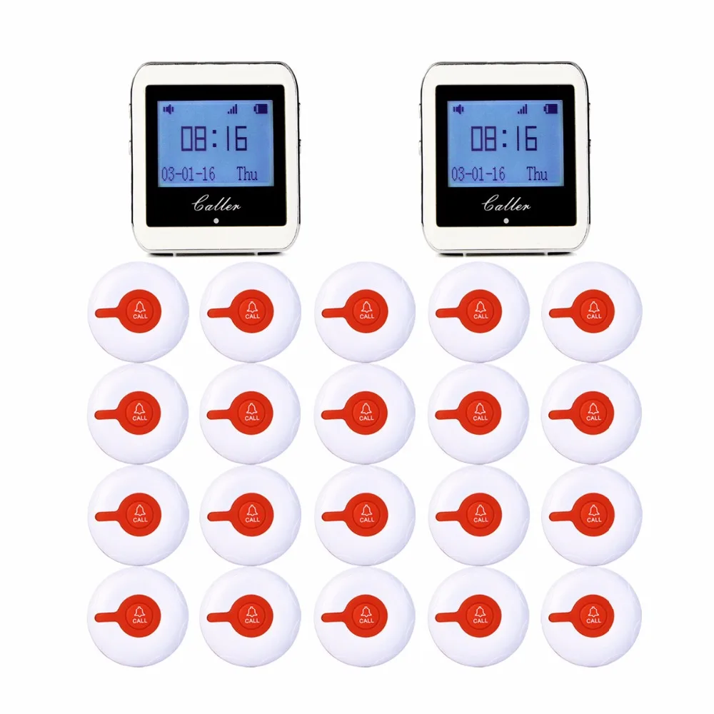 

2 pcs 999 Channel RF Wireless Wrist Watch Receiver For Fast Food Shop Restaurant Calling Paging System 433MHz +20 Button F3288B