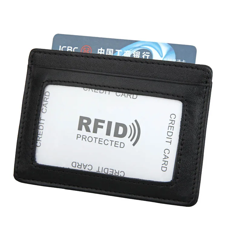 

Manywe Rfid blocking New Card Genuine Leather Thin mini Wallet Men with ID window
