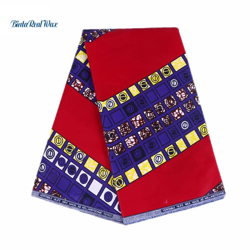 

Red binta real Wax Print Dress Clothes Fabric Ankara African Batik Fabric Wax Print 100% cotton Fabric Wax Hollandais 24FS1007