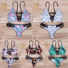 Сексуальный комплект бикини из двух предметов, новинка, женский черный комплект бикини с принтом, пуш-ап, монокини, бюстгальтер, купальник, пляжная одежда, купальный костюм в морском стиле