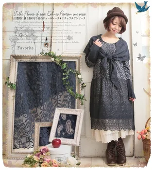 

patchwork lolita boho curto robes femmes gothic vintage maxi bayan abiye elbiseleri vestido de festa winter autumn women dress