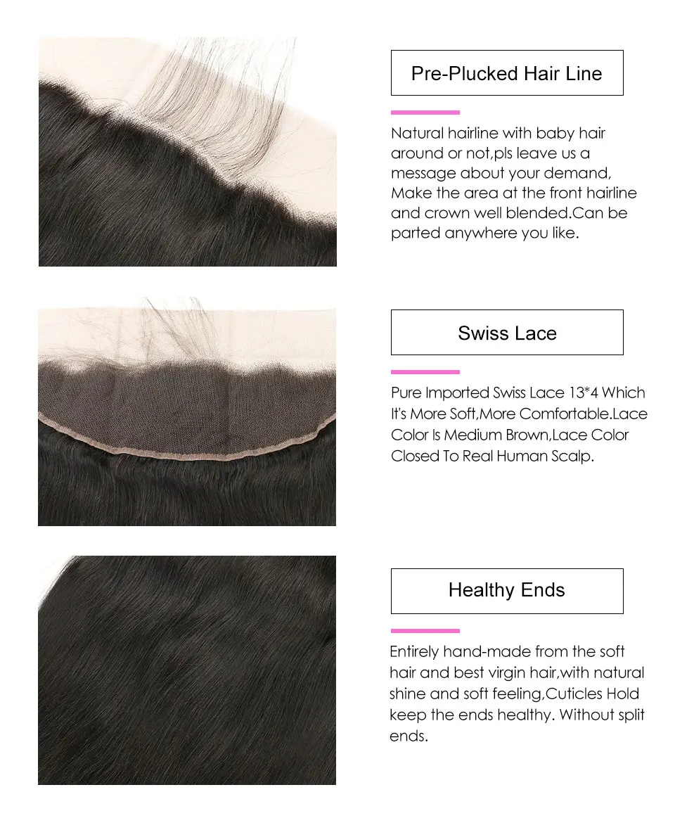 Hair Villa Remy Peruvian Straight Lace Frontal Closure 13x4 Pre plucked Human Hair Ear to Ear Human Hair Free Part Lace Frontal (9)