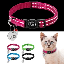 Coleiras reflexivas do gato do colar do gato da liberação rápida coleiras personalizadas do filhote de cachorro para cães pequenos gatos gatinho doggy