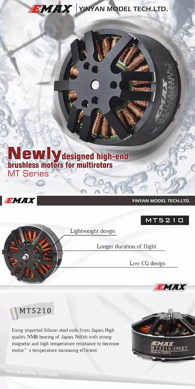 EMAX MT5210 160KV 290KV микро электрический бесщеточный двигатель CW CCW Для RC FPV QAV250 мультироторный Квадрокоптер