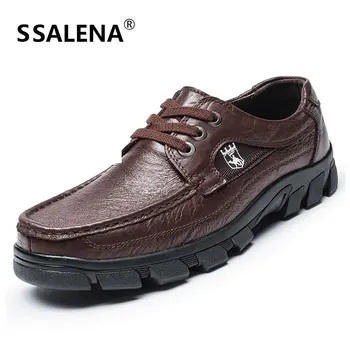 

Men Genuine Leather Dress Shoes Men Lace-Up Non-slip Smart Casual Shoes Male Comfortable Working Shoes Big size 38-47 AA20556