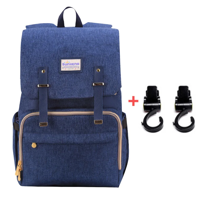 SUNVENO Новая модная сумка для подгузников, рюкзак большой емкости, Детская сумка, сумка для подгузников для ухода за ребенком - Цвет: Navy Blue H