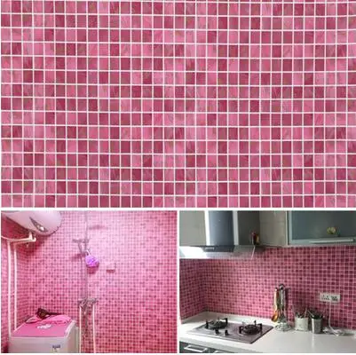 3 м длина мозаичная клейкая Наклейка на стену ПВХ маслостойкие виниловые обои для кухни водонепроницаемые обои для ванной в рулоне - Цвет: 60CMX3M