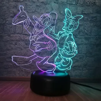 

Creative Lovely Donald Duck Daisy 3D LED Lamp Atmosphere 7 Color Change Night Light Christmas New Year Girl Kid Gift Room Decor