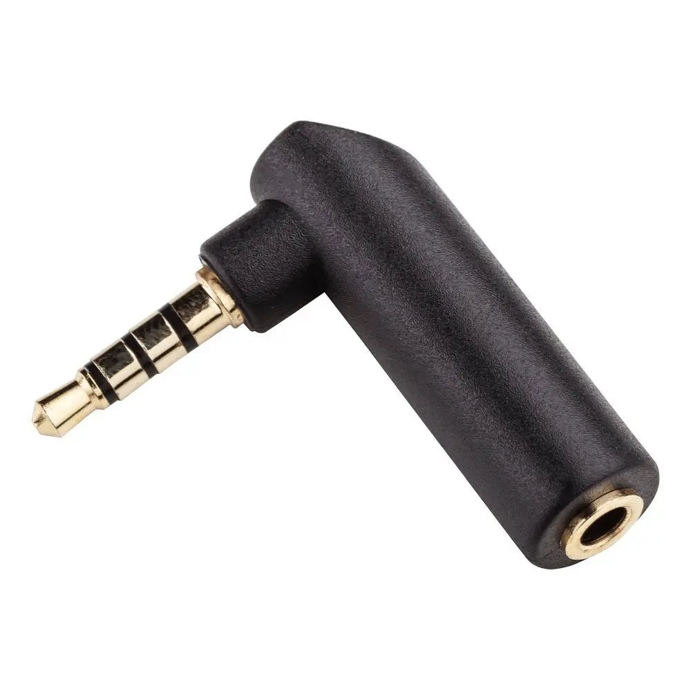 

L Shape Right Angle 3.5mm Male to 3.5mm Female 4 pole Jack Socket Plug Extension AV Cable Adapter