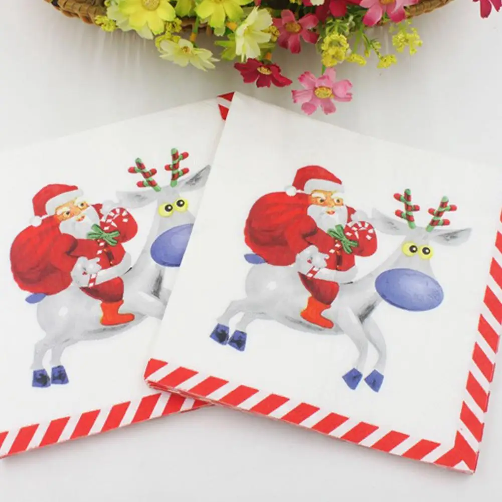 

20PCS/Pack Santa Claus Papers Christmas Party Festival Tissue Disposable Paper Napkin Decorations
