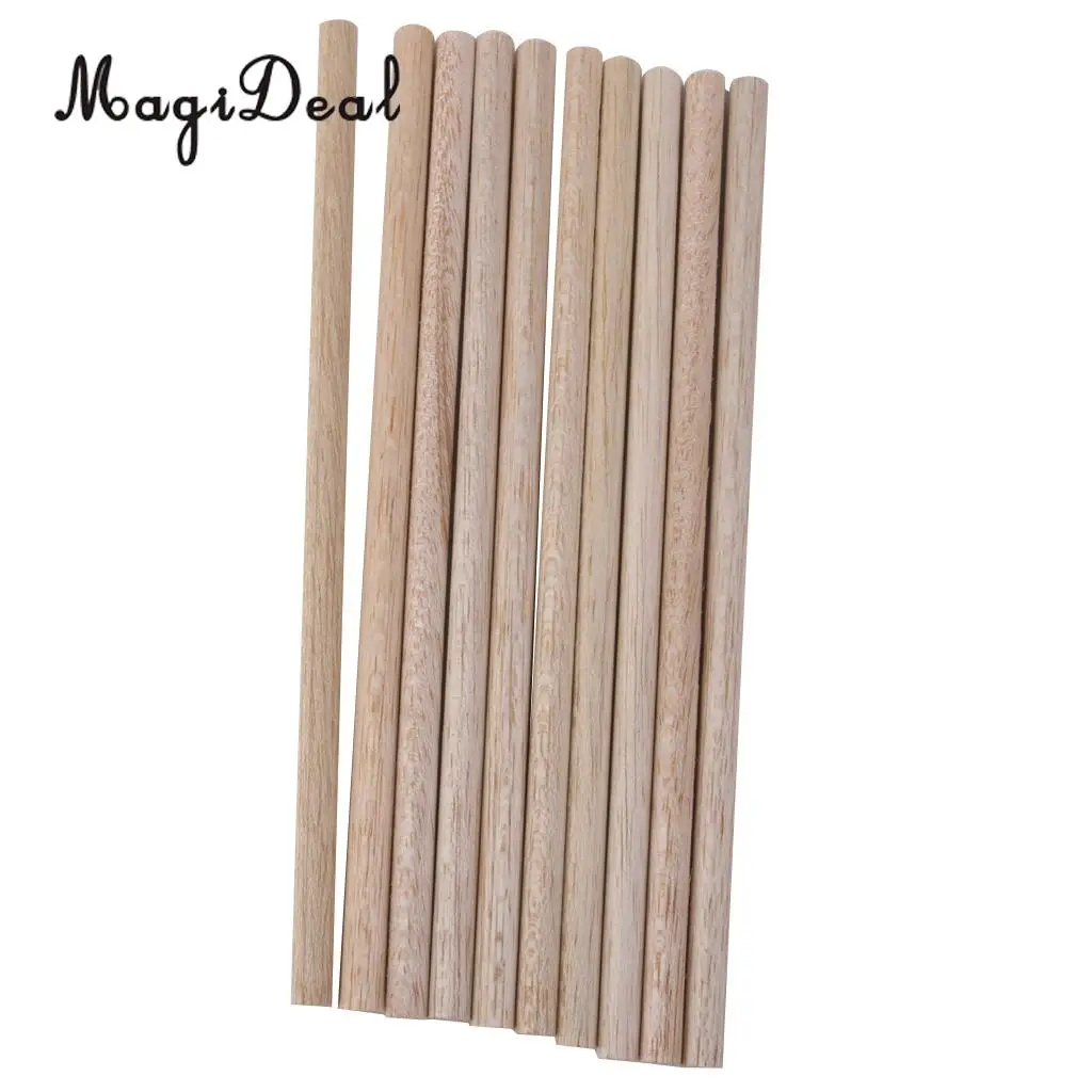 MagiDeal 10pcs Round Natural Wood Sticks DIY Hobby Craft Dowels Pole Rods For DIY Home Garden Decoration Tools Accessory 8mm 