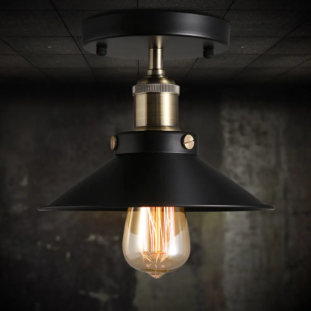 

Black Ceiling Mount Light Vintage Chandelier Edison Lamp Fixtures Lighting