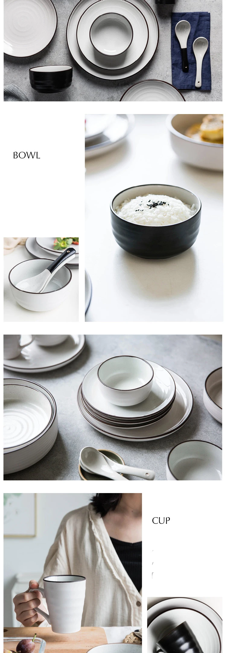 KINGLANG керамические фарфоровые двухцветные рисовые суповые чаши тарелка блюдо посуда