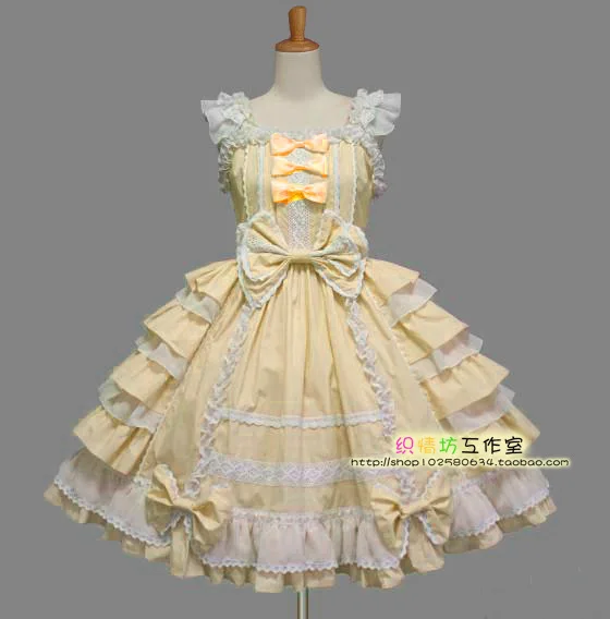 6 видов платье принцессы для девочек платье Золушки на Хэллоуин викторианская готика Лолита карнавальный костюм Многослойные женские вечерние платья горничной - Цвет: Цвет: желтый