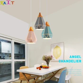 

KAIT Modern LED Pendant Light Nordic Colorful Triangle Metal Living Room Pendant Lamp
