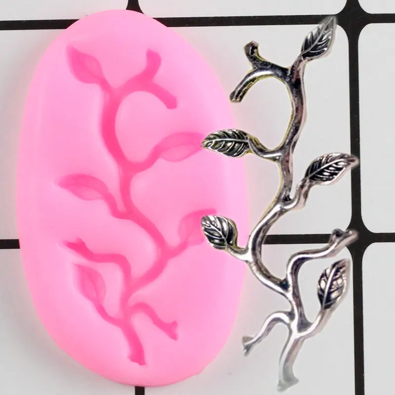 

3D Tree Branch Mold Leaves Cake Border Silicone Molds DIY Party Fondant Cake Decorating Tools Candy Chocolate Gumpaste Moulds
