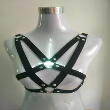2016 new women chest strap O ring stidded garter belt cage rave wea bust harness bra harness lingerie top black retail
