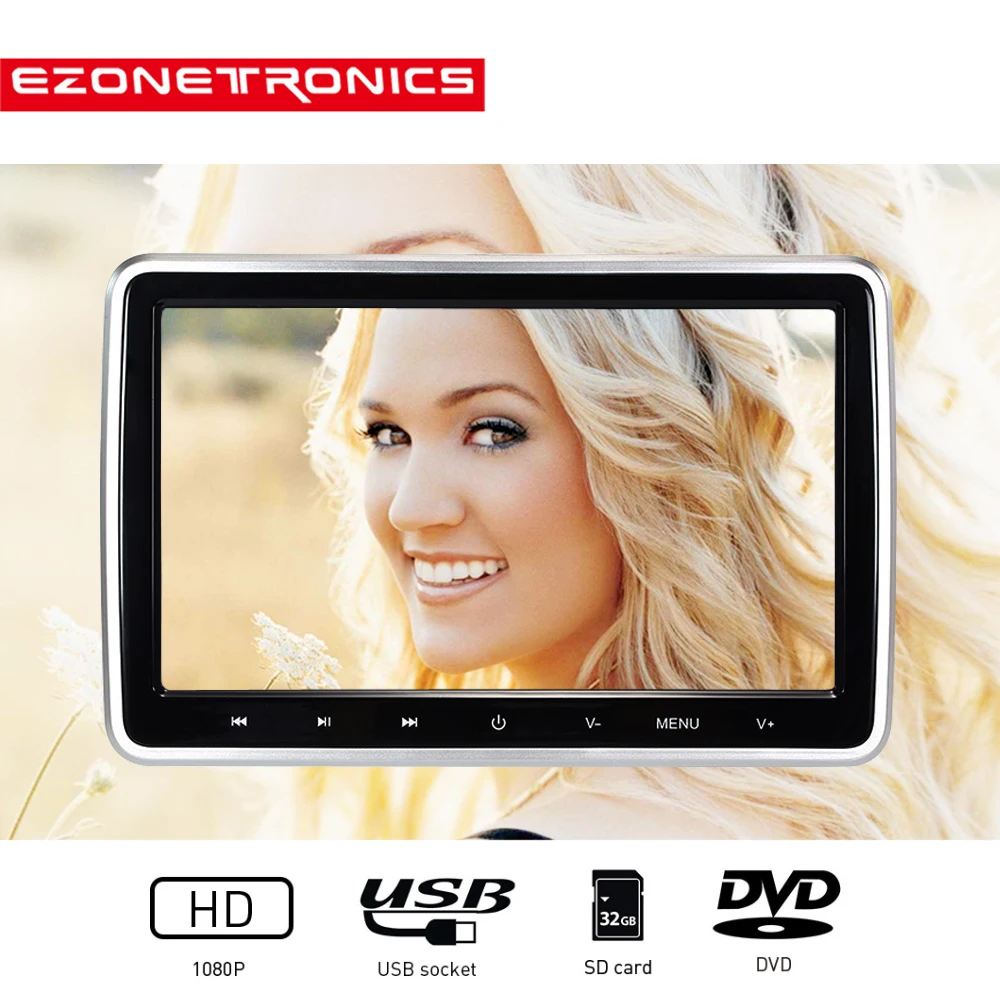 1 шт. 10 дюймовый автомобильный монитор для подголовника DVD видео плеер USB/SD/HDMI/IR/FM TFT