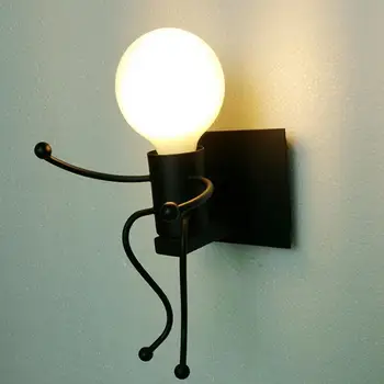 

SOLLED E27 Modern Metal LED Wall Light Cartoon Robot Sconce Lighting Lamp for Indoor Outdoor Bedside Porch Home Decor