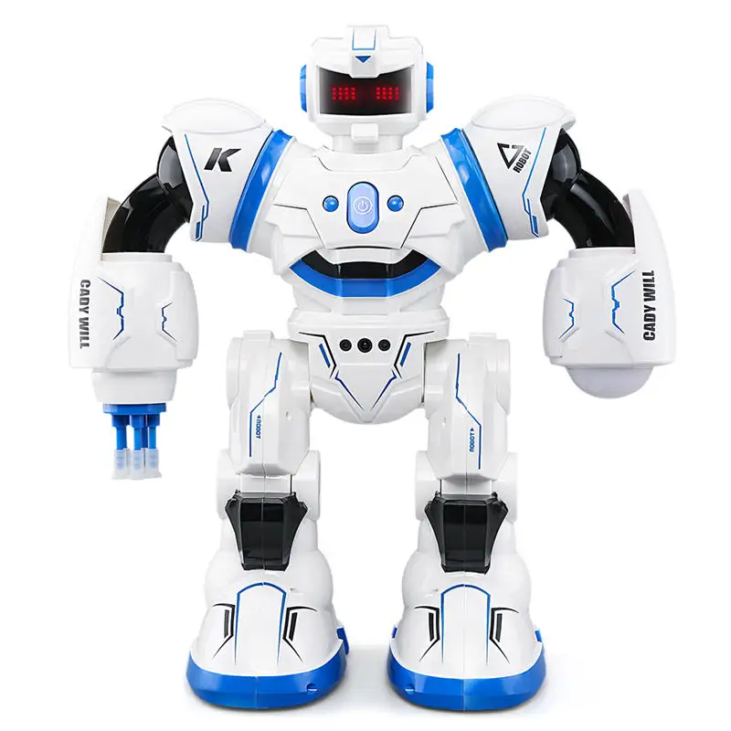 JJRC RC робот кади будет интеллектуальная программа сенсорный датчик жестов Авто дисплей Запуск ракета боевой Поющий танец Рождественский подарок игрушки - Цвет: Blue