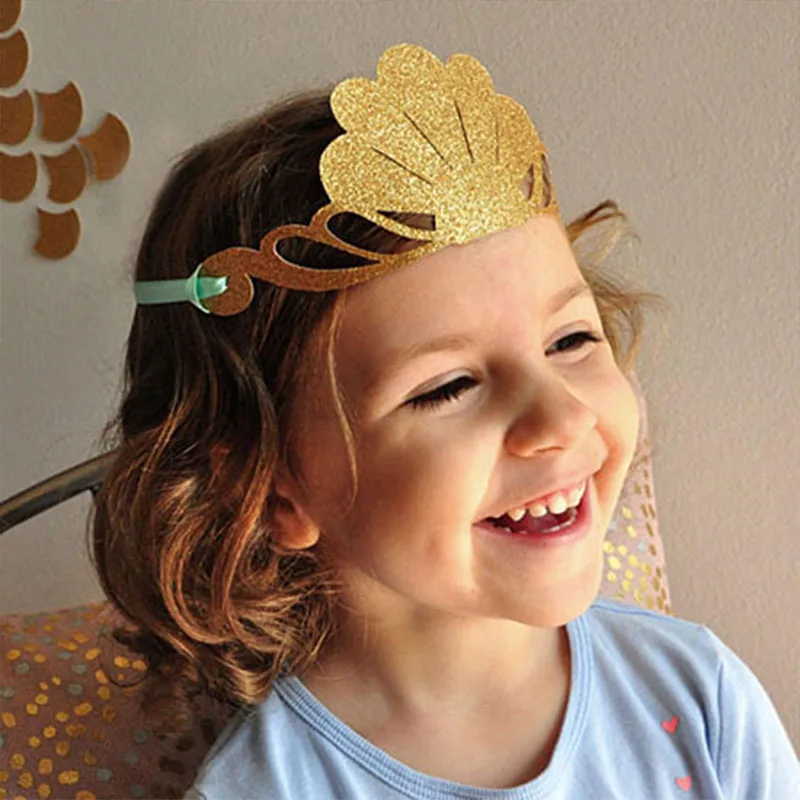 

6pcs/set Mermaid Theme Weeding Party Hats for Kids Adult Happy Birthday Decoration Baby Shower Shell Crown Paper Party Hats