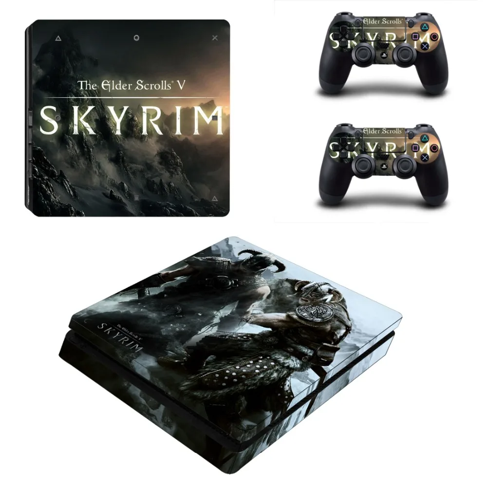 The Elder Scrolls V: Skyrim кожи Стикеры чехол для Игровые приставки PS4 Slim консоли + Пульты ДУ для игровых приставок
