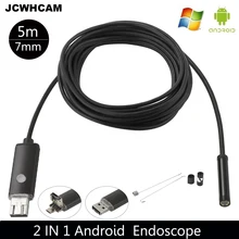 JCWHCAM 7 мм объектив 5 м Android USB эндоскоп камера гибкая трубка «Змея» USB труба проверка для Android телефона OTG usb-бороскоп камера