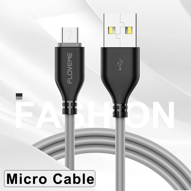 FLOVEME TPE USB mi cro кабель для samsung huawei Xiaomi mi Max 3 Nokia 8 кабель mi cro usb зарядный кабель для передачи данных телефонный кабель - Цвет: Micro Black Gray