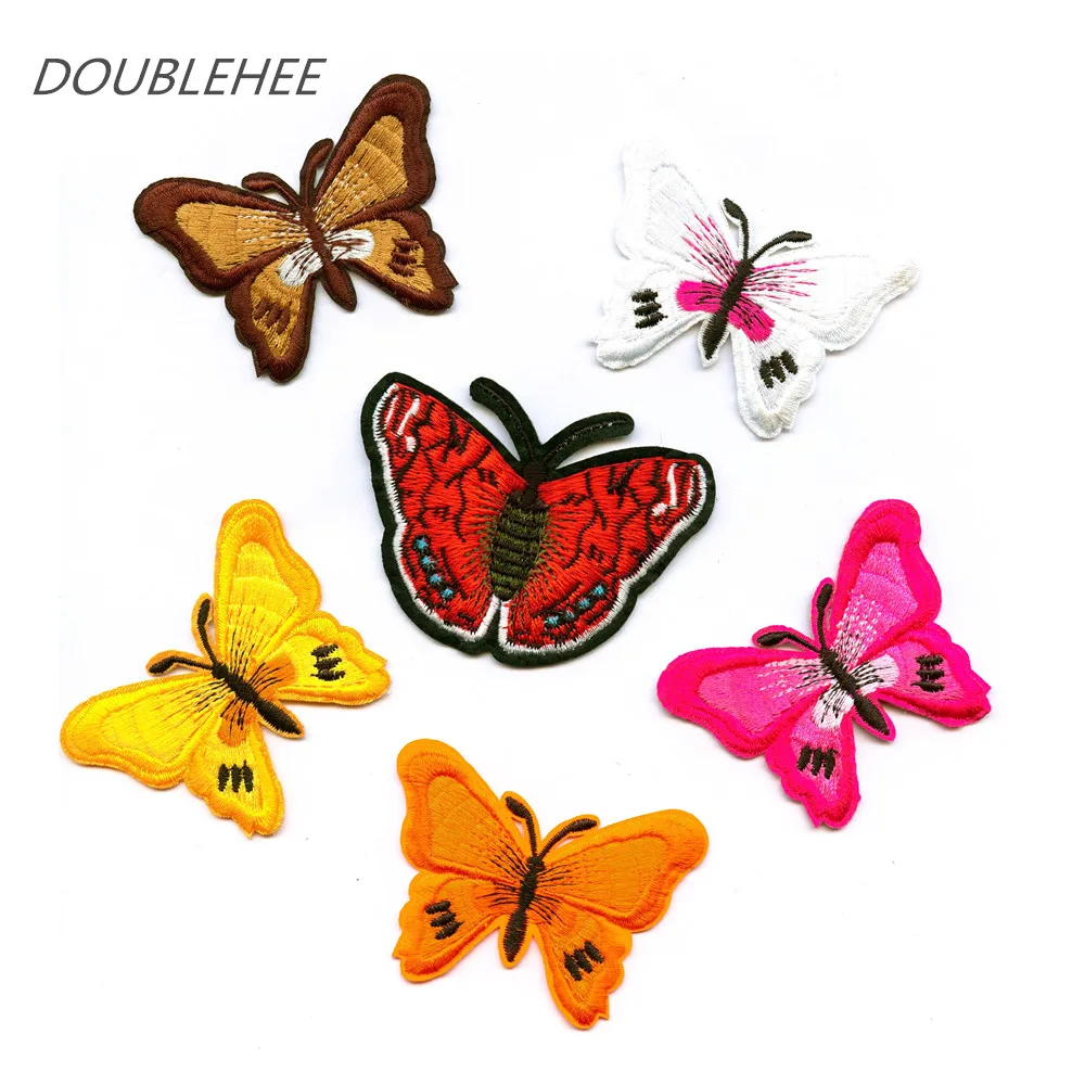 

The Butterfly 6 Colors Red Pink Yellow Patch Embroidered Iron On Patches Design Motif T-shirt Bag Shoes Applique Accessories