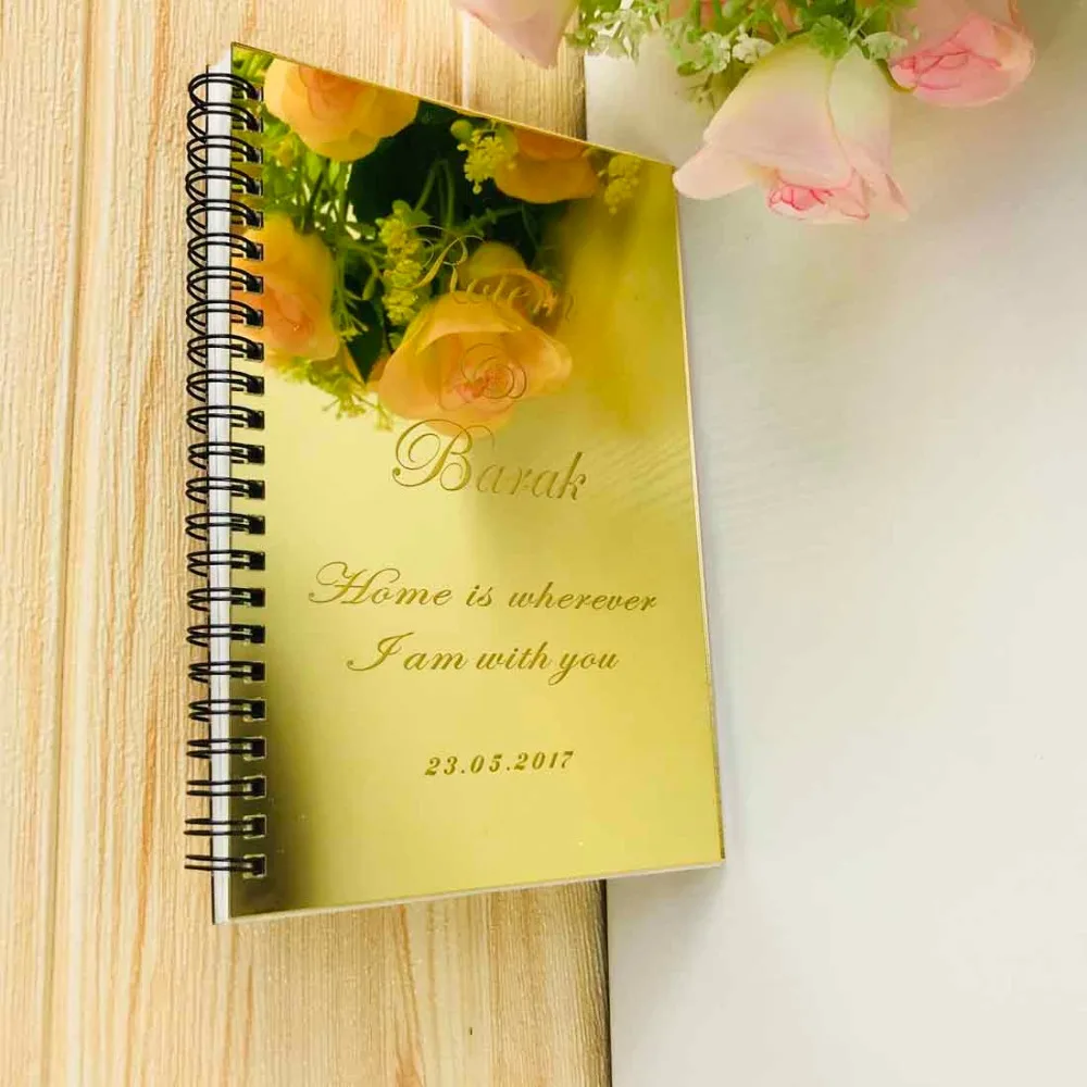 Customized Guest Book with Personalized Mirrored Cover Empty White Pages Wedding Checkin Signature Book Custom Gifts Pary Decor (5)