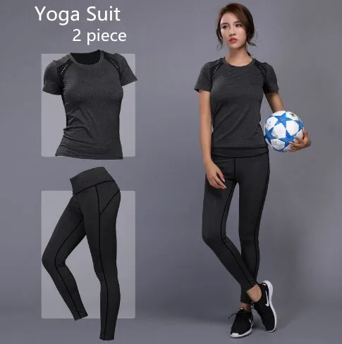 

2018 Women Yoga Set Gym Fitness Clothes Tennis Shirt+Pants Running Tight Jogging Workout Yoga Leggings Sport Suit plus size